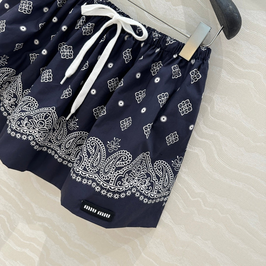 MIUMIU MIDNIGHT BLUE PLEATED MIDI SKIRT