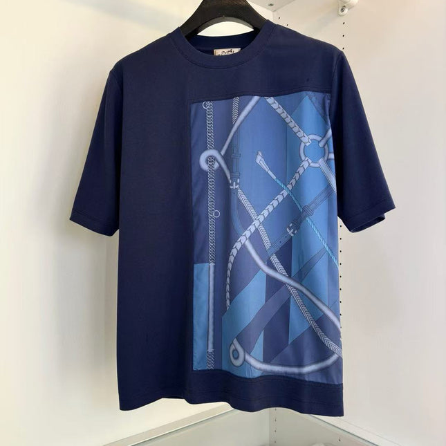 HM T-SHIRT NAVY BLUE SILK 238576
