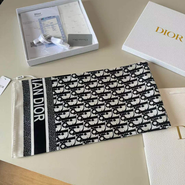 CD SCARF IN BLACK MONOGRAM PATTERN SILK