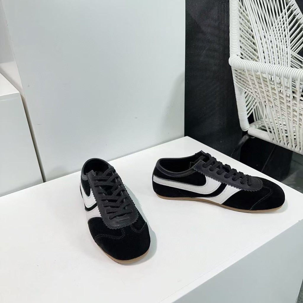 DRIESVAN NOTEN SNEAKER IN BLACK SUEDE AND WHITE CALFSKIN