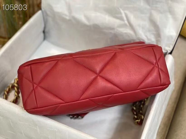 CC19 FLAP BAG 30 IN RED GOATSKIN