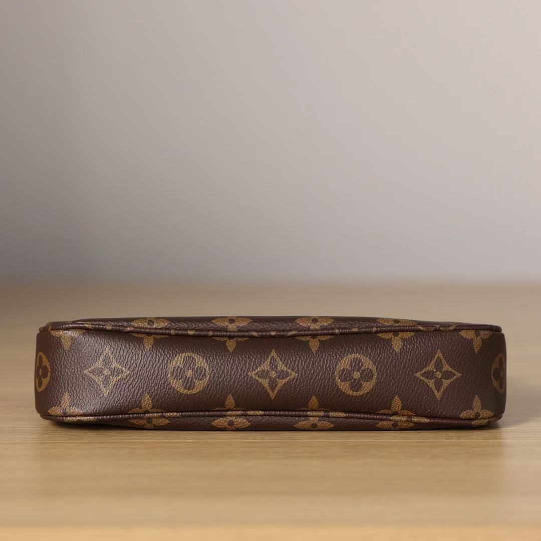 LV POCHETTE ACCESSOIRES BAG 23 IN BROWN MONOGRAM CANVAS
