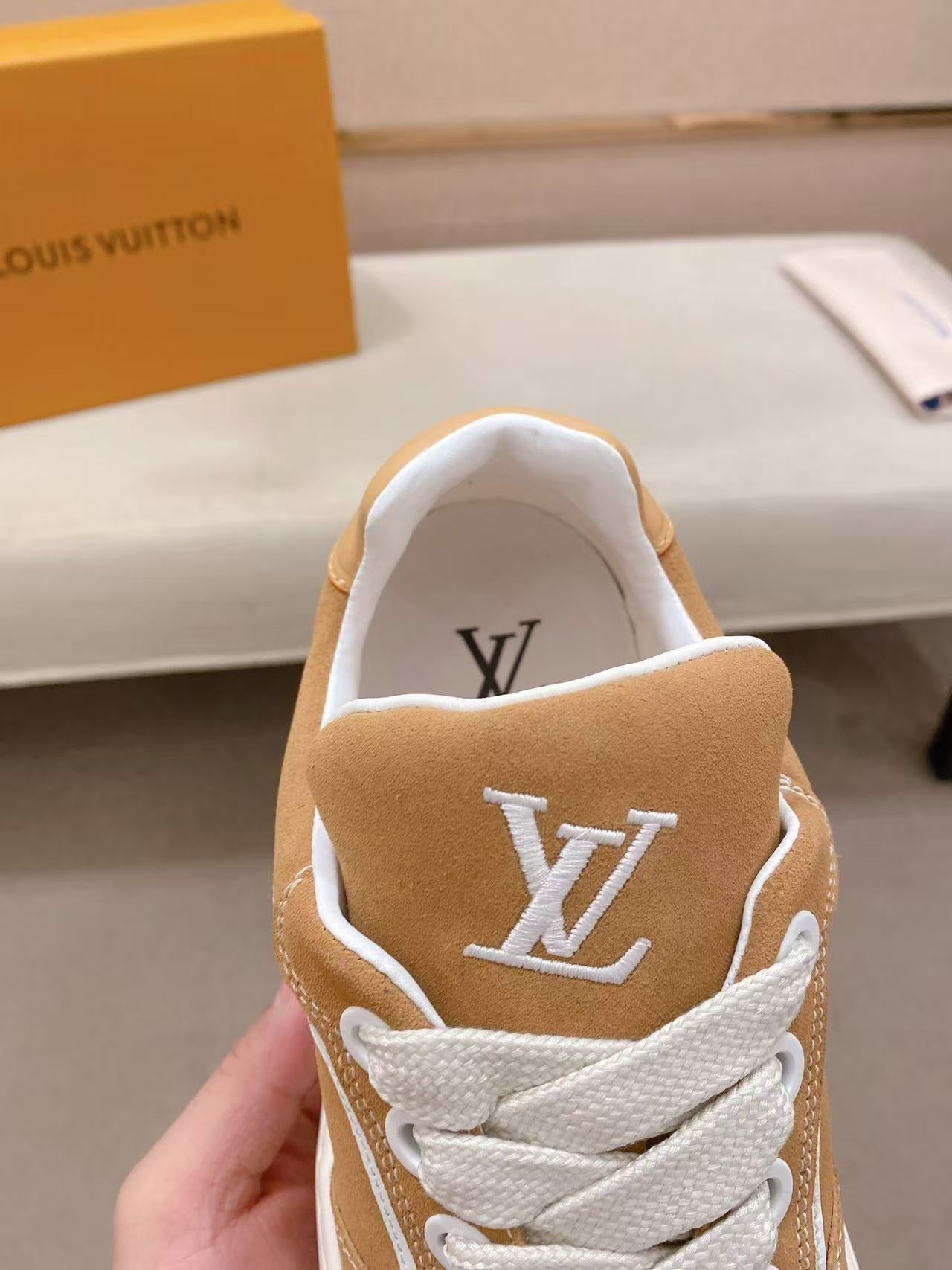 LV TILTED SNEAKERS IN BROWN SUEDE