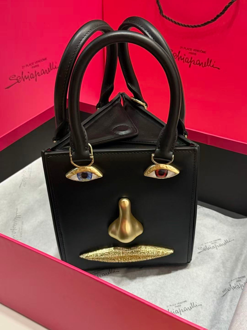 SCHIAPARELLI ANATOMY JEWELRY BAG 20 IN BLACK CALFSKIN