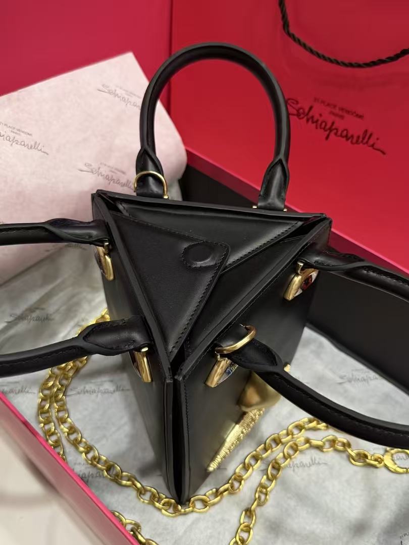 SCHIAPARELLI ANATOMY JEWELRY BAG 20 IN BLACK CALFSKIN