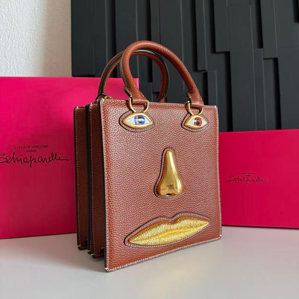 SCHIAPARELLI ANATOMY JEWELRY BAG 20 IN BROWN CALFSKIN