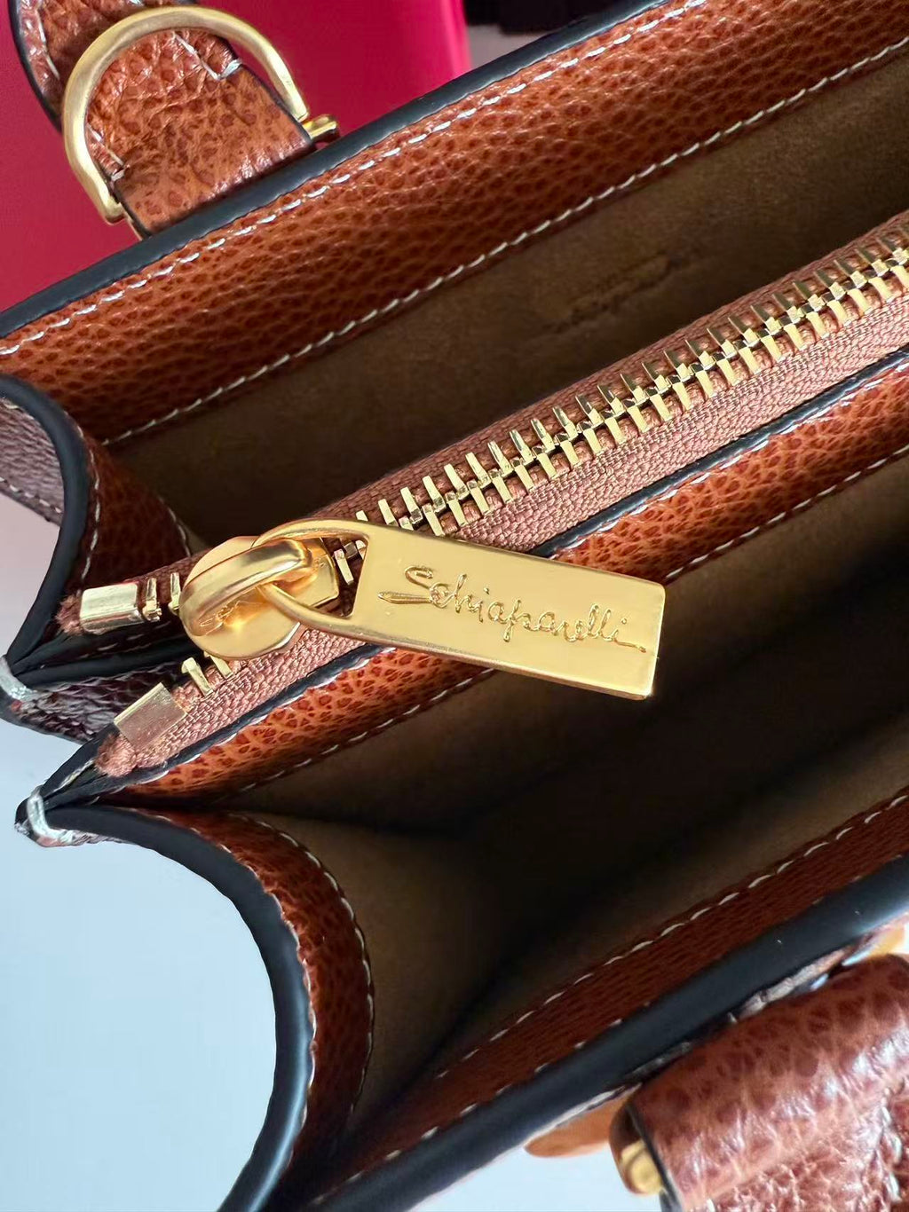 SCHIAPARELLI ANATOMY JEWELRY BAG 20 IN BROWN CALFSKIN