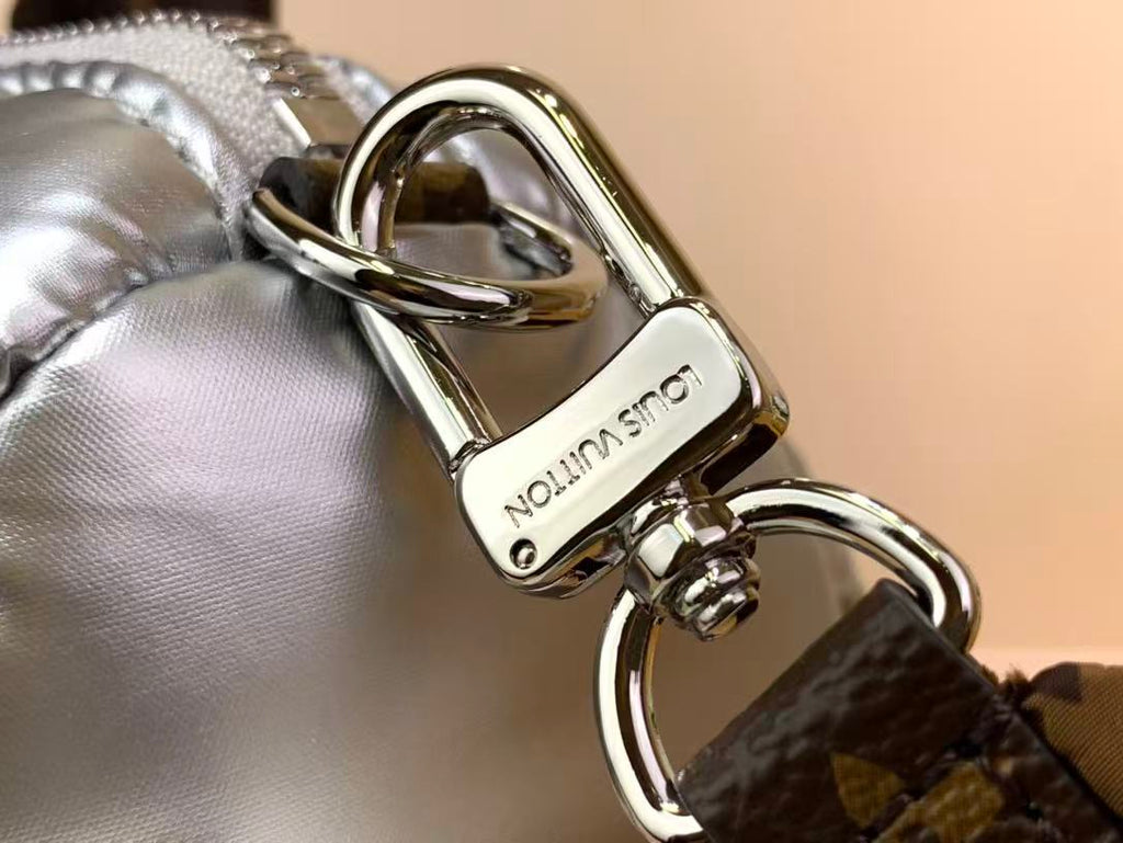 LV 26S PILLOW BOSTON BAG IN SILVER NYLON LEATHER