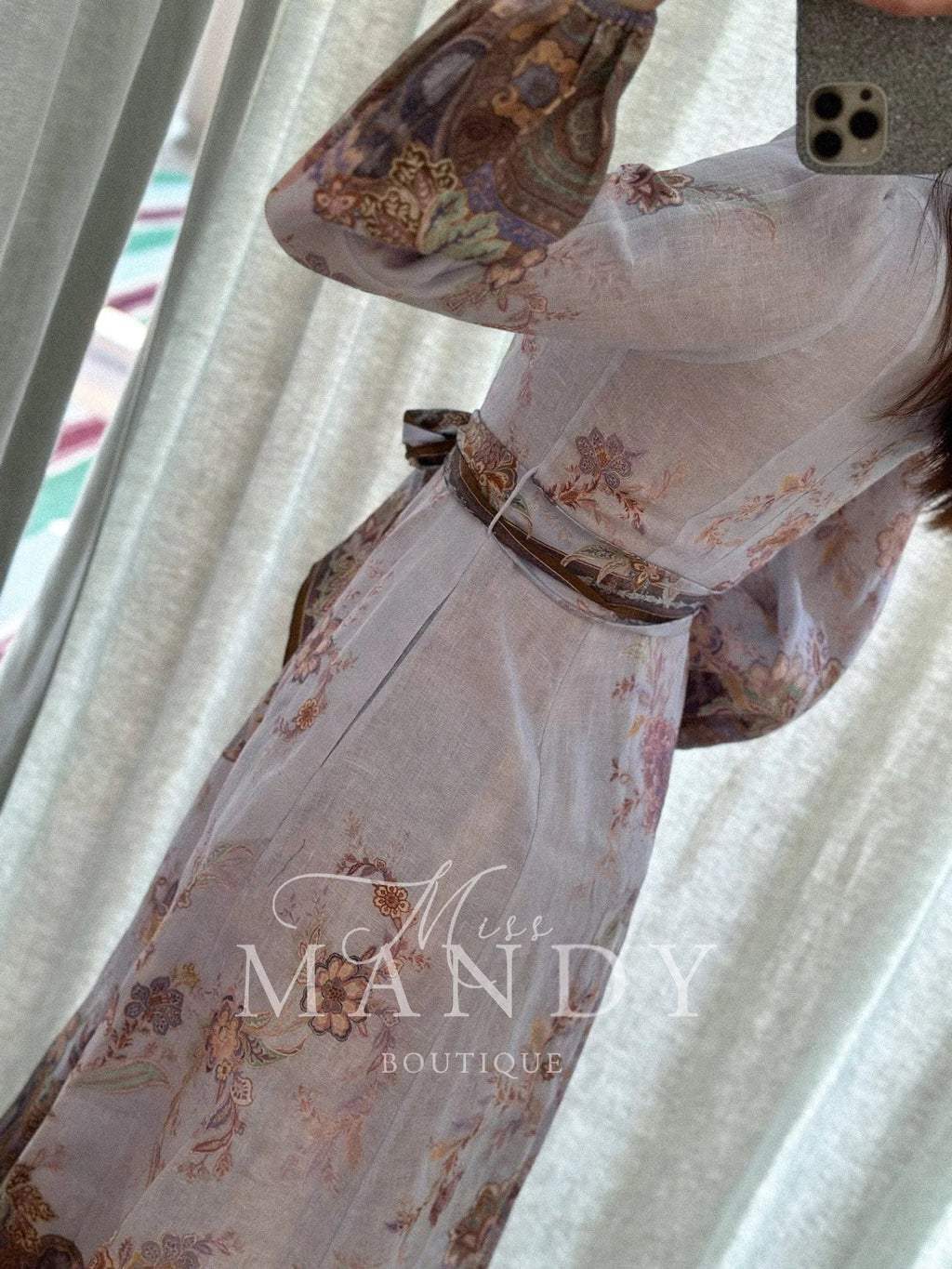 ZIMMERMANN 26S FLORAL RUFFLE SLEEVE MIDI DRESS STYLE 3626