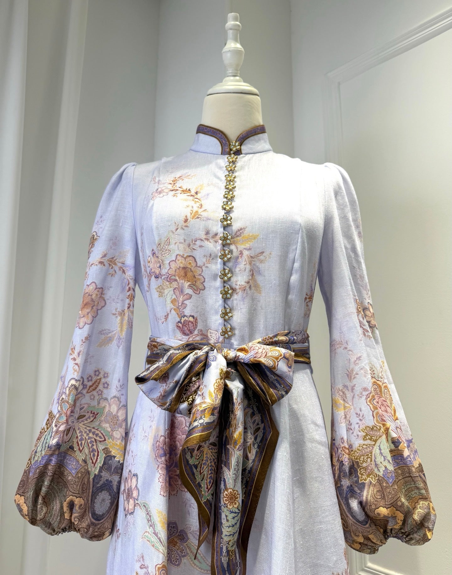ZIMMERMANN 26S FLORAL RUFFLE SLEEVE MIDI DRESS STYLE 3626