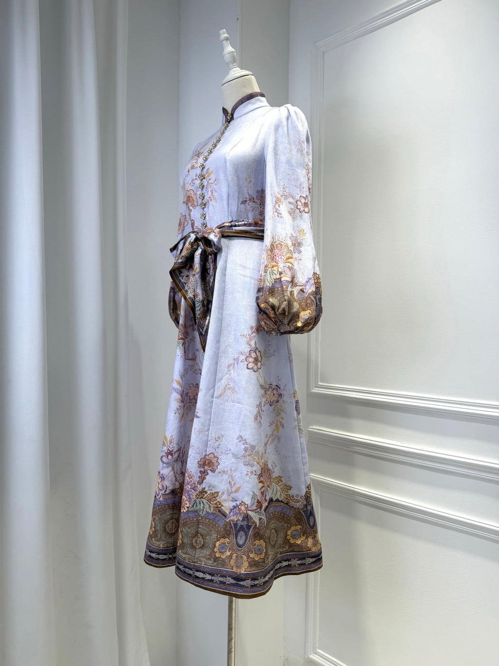 ZIMMERMANN 26S FLORAL RUFFLE SLEEVE MIDI DRESS STYLE 3626