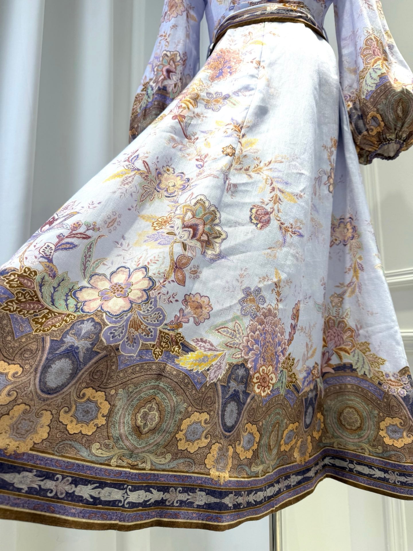 ZIMMERMANN 26S FLORAL RUFFLE SLEEVE MIDI DRESS STYLE 3626