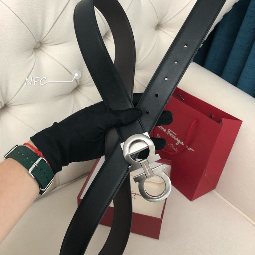 SALVATORE 26S GANCINI BELT IN BLACK CALFSKIN LEATHER
