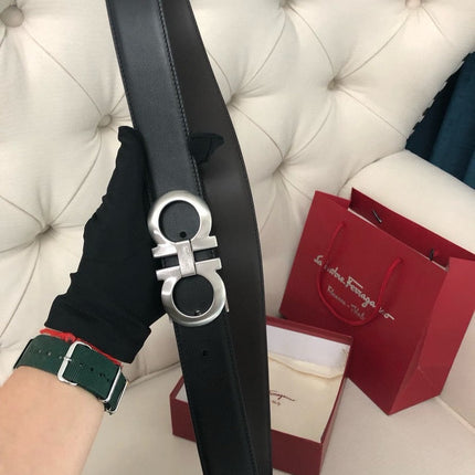 SALVATORE 26S GANCINI BELT IN BLACK CALFSKIN LEATHER