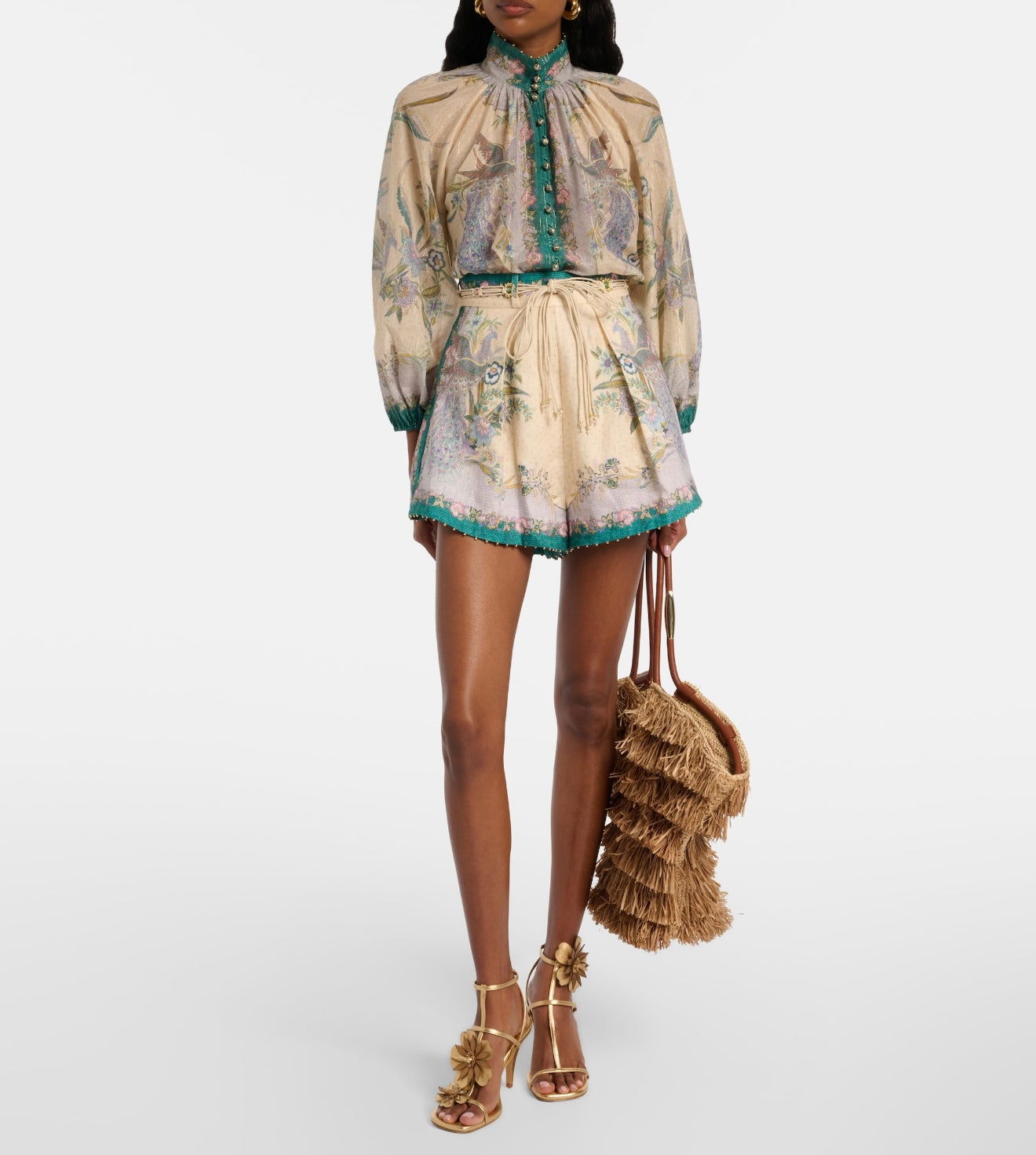 ZIMMERMANN 26 INDRA PRINTED SHIRT AND SHORTS SET STYLE 9626