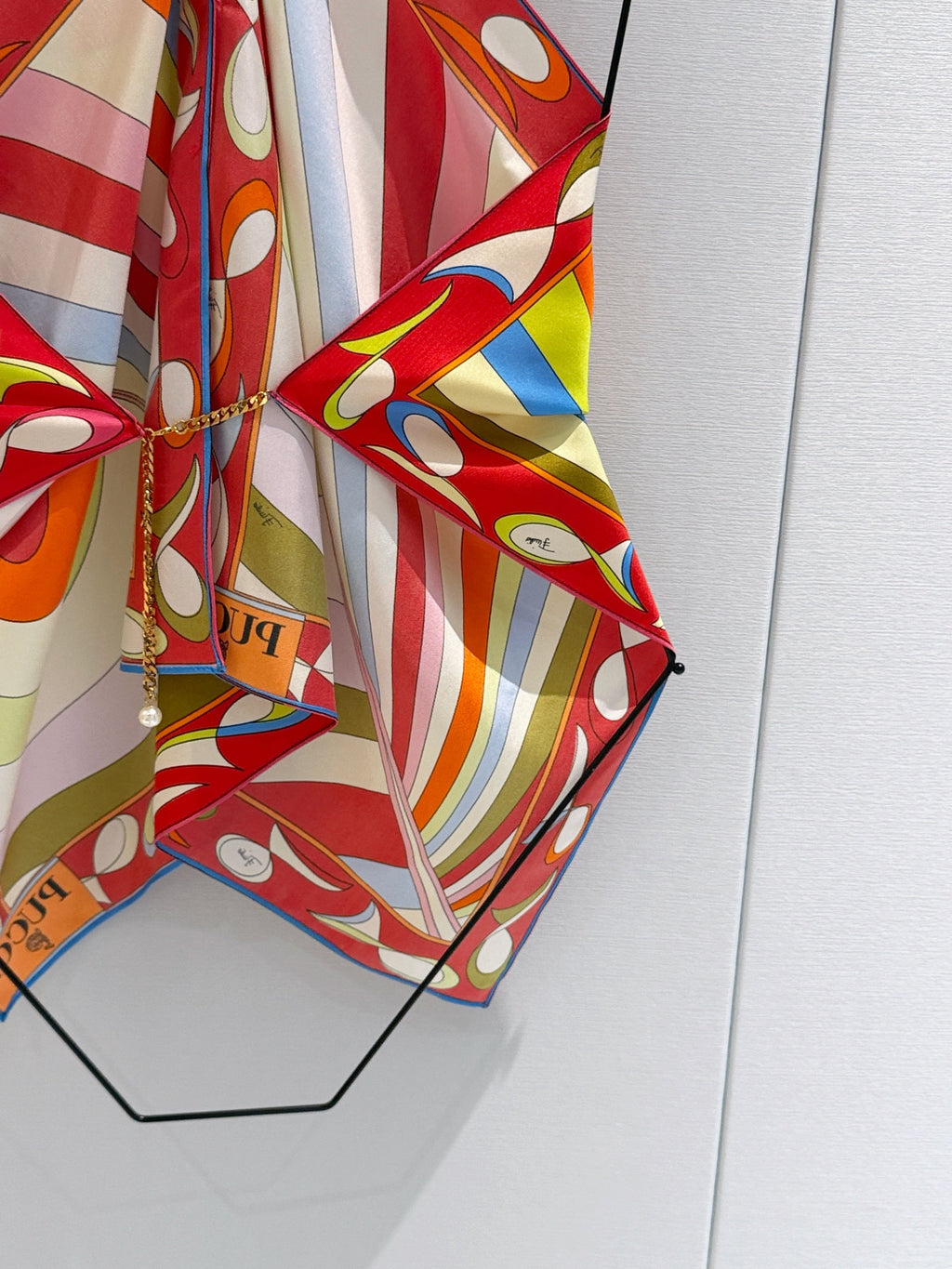 PUCCI 26S HALTER SCARF TOP IN MULTICOLOR PRINTED SILK