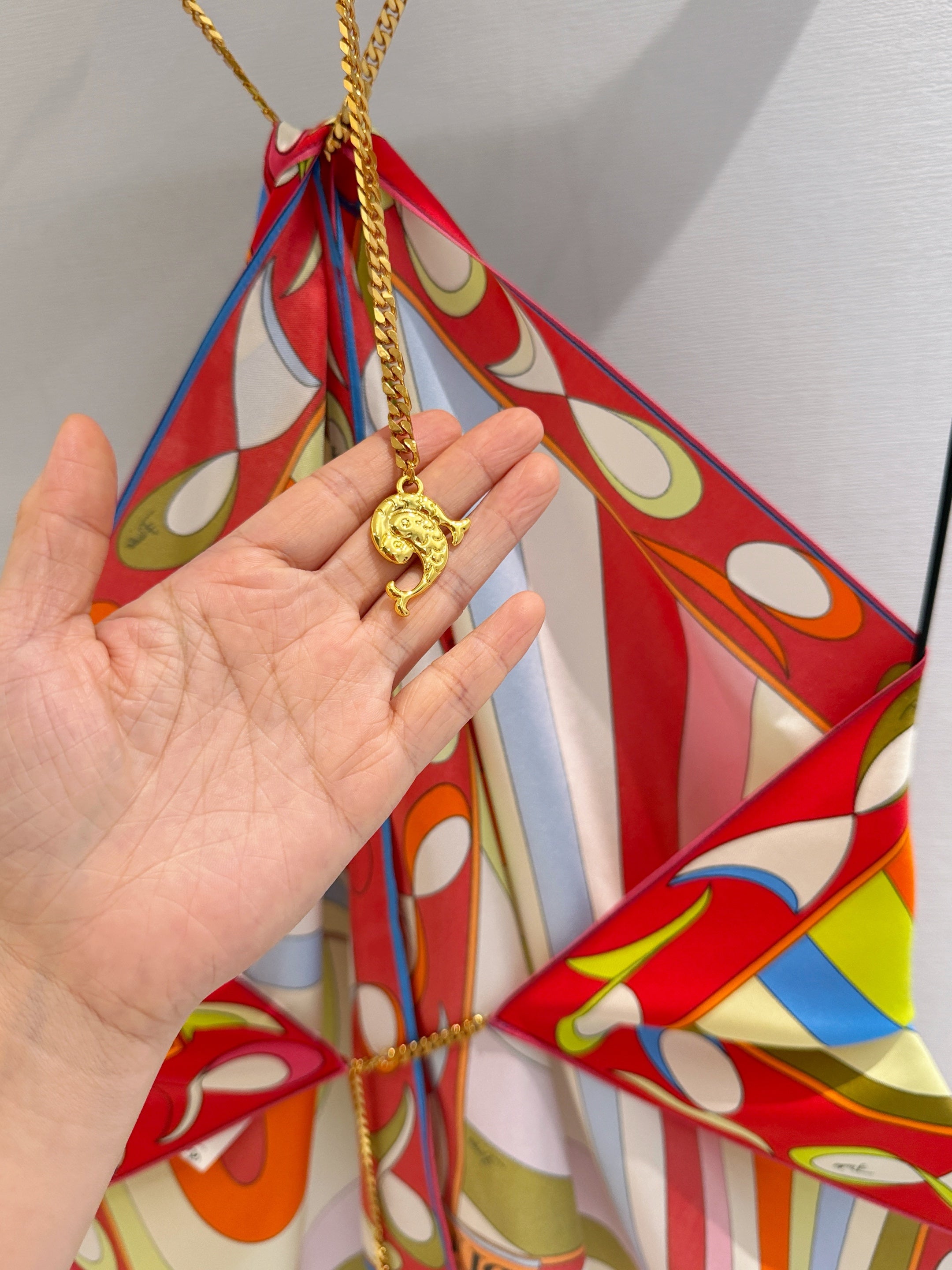 PUCCI 26S HALTER SCARF TOP IN MULTICOLOR PRINTED SILK