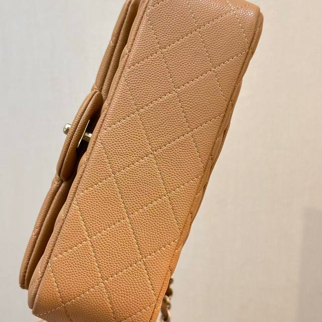 CHANEL 25S FLAP BAG 20 CM IN LIGHT BROWN LAMBSKIN GOLD HARDWARE 25626