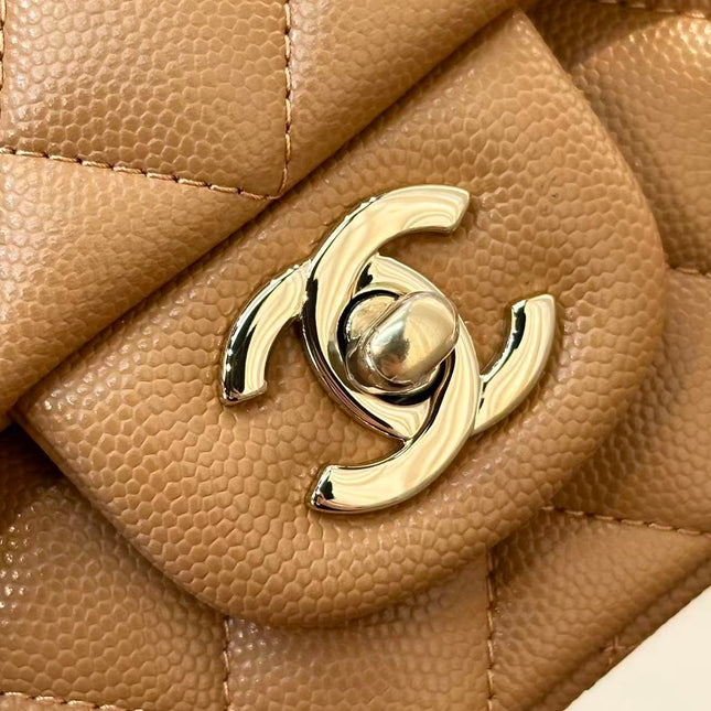 CHANEL 25S FLAP BAG 20 CM IN LIGHT BROWN CAVIAR GOLD HARDWARE 25626