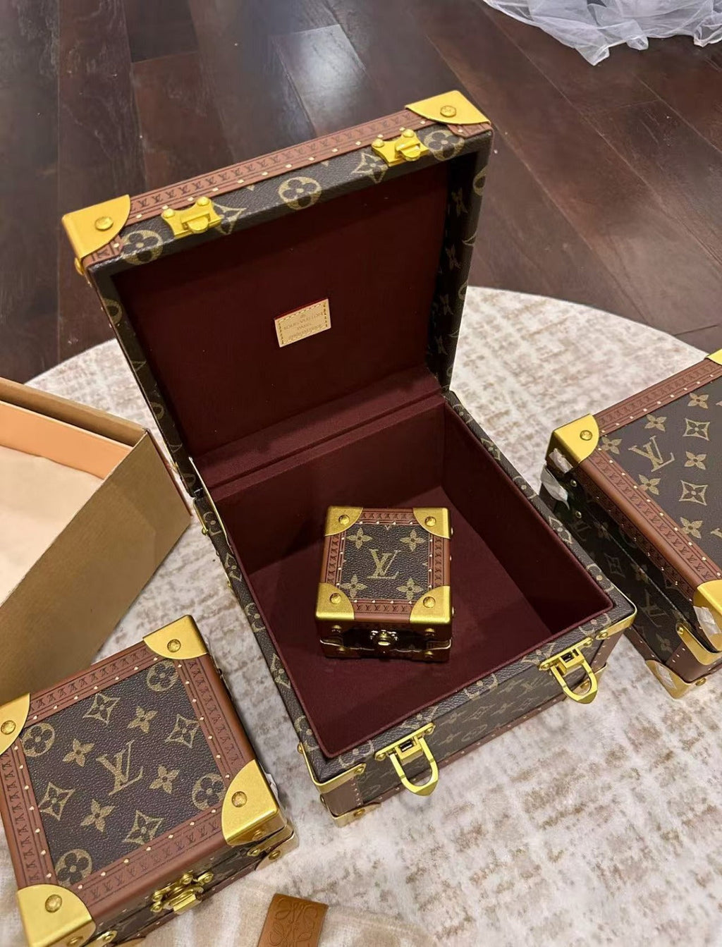 LV COFFRET TRESOR JEWELRY BOXES IN MONOGRAM CANVAS (1 SET)