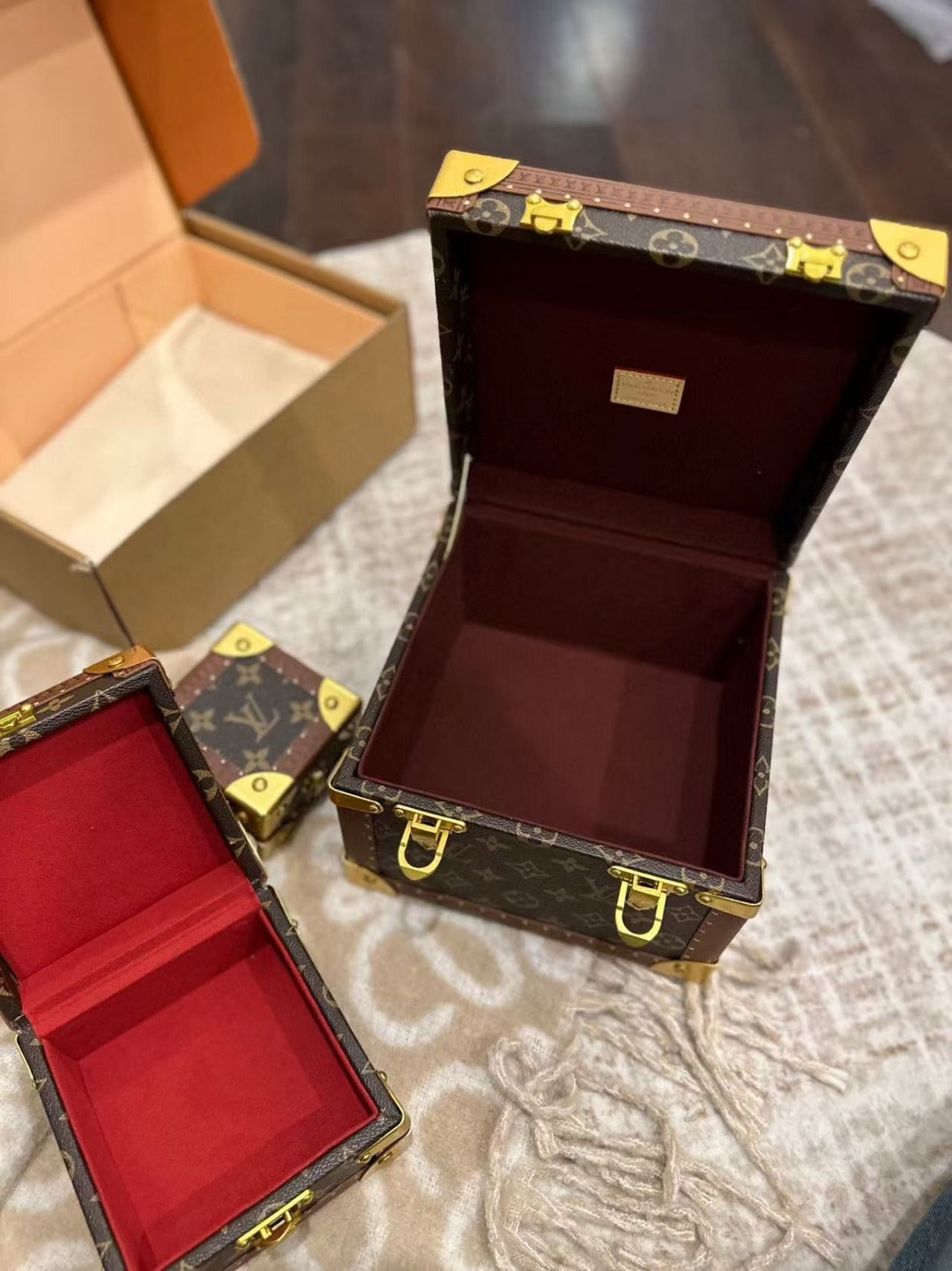 LV COFFRET TRESOR JEWELRY BOXES IN MONOGRAM CANVAS (1 SET)
