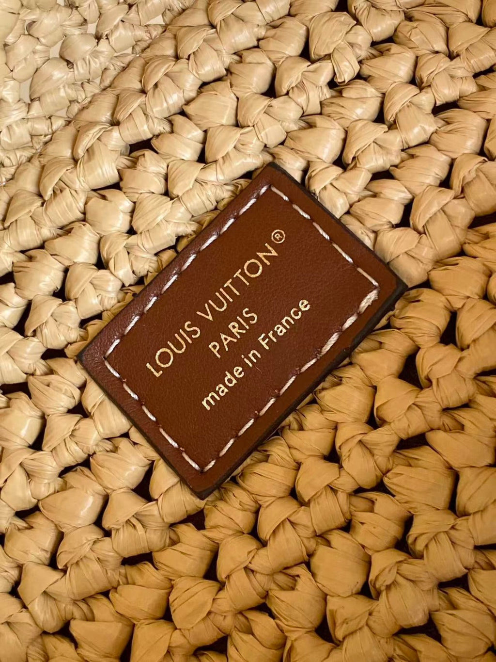 LV ALL IN BB HANDBAG 18 IN BEIGE WOVEN RAFFIA GOLD HARDWARE
