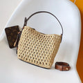 LV ALL IN BB HANDBAG 18 IN BEIGE WOVEN RAFFIA GOLD HARDWARE