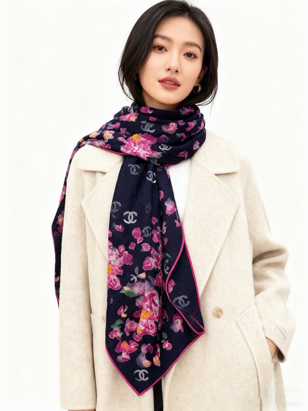 CHANEL 26S SCARF 135 IN CASHMERE AND SILK 307250