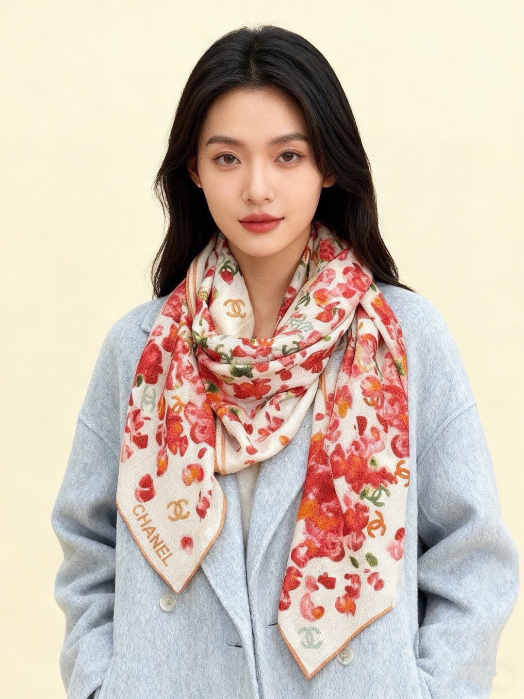 CHANEL 26S SCARF 135 IN CASHMERE AND SILK 307251