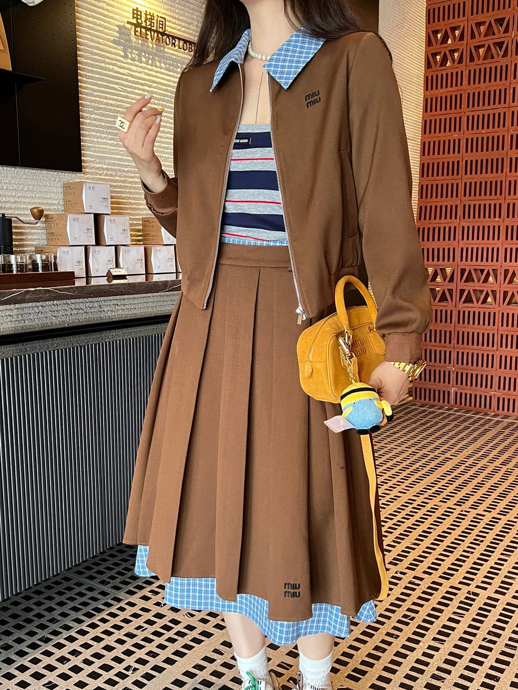 MIUMIU TOP & SKIRT SET STYLE 131
