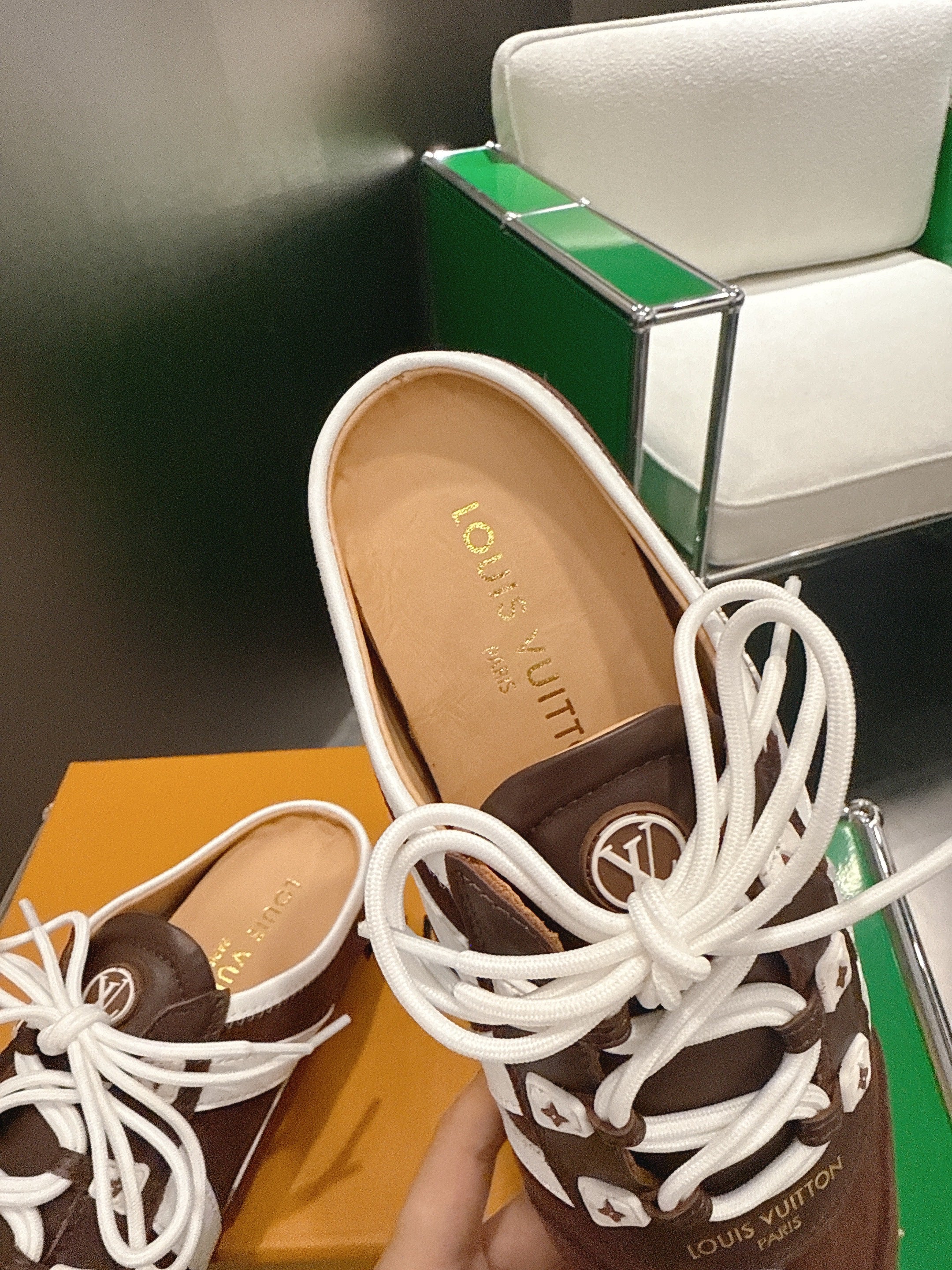 LV 26S MULE SNEAKERS IN DARK BROWN SUEDE