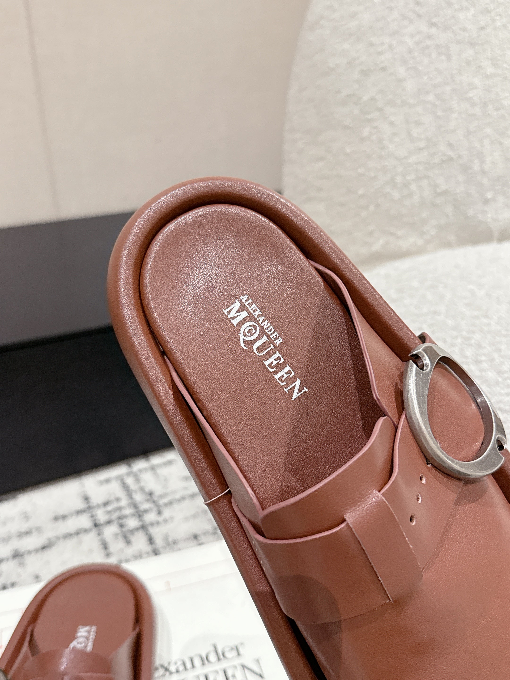 ARC CLOG MULES IN BROWN LAMBSKIN