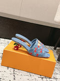 LV CHERRY HIGH HEELS 25S 55 MM IN BLUE DENIM STYLE 6