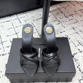 YSL 26S HEELED SANDALS 95 MM IN BLACK CALFSKIN WITH CROSS STRAP
