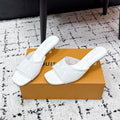 LV 26S 6 AM MULE 55MM IN WHITE EMBROIDERED FABRIC