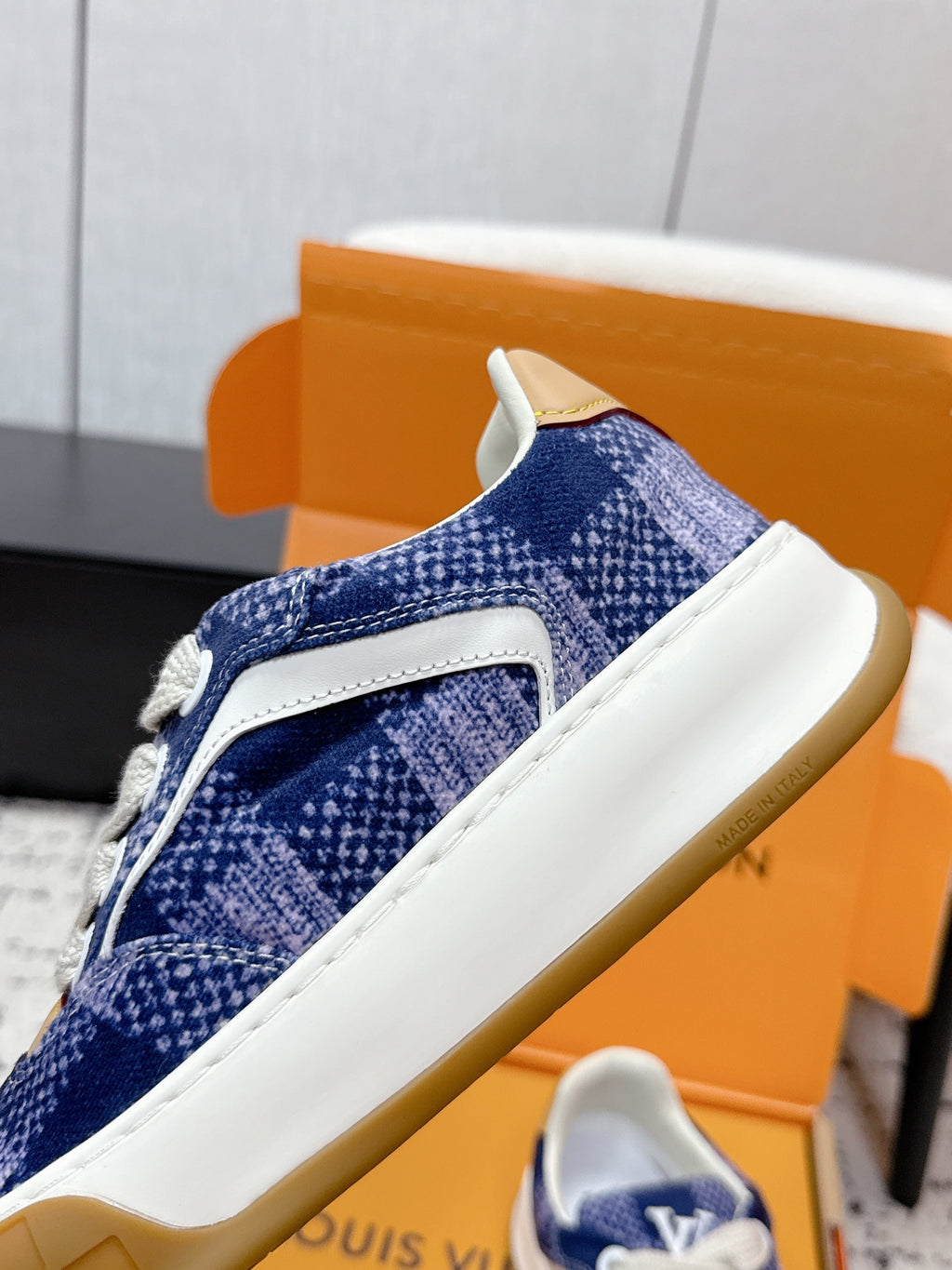 LV 26S TILTED SNEAKERS 40MM IN DARK BLUE FABRIC