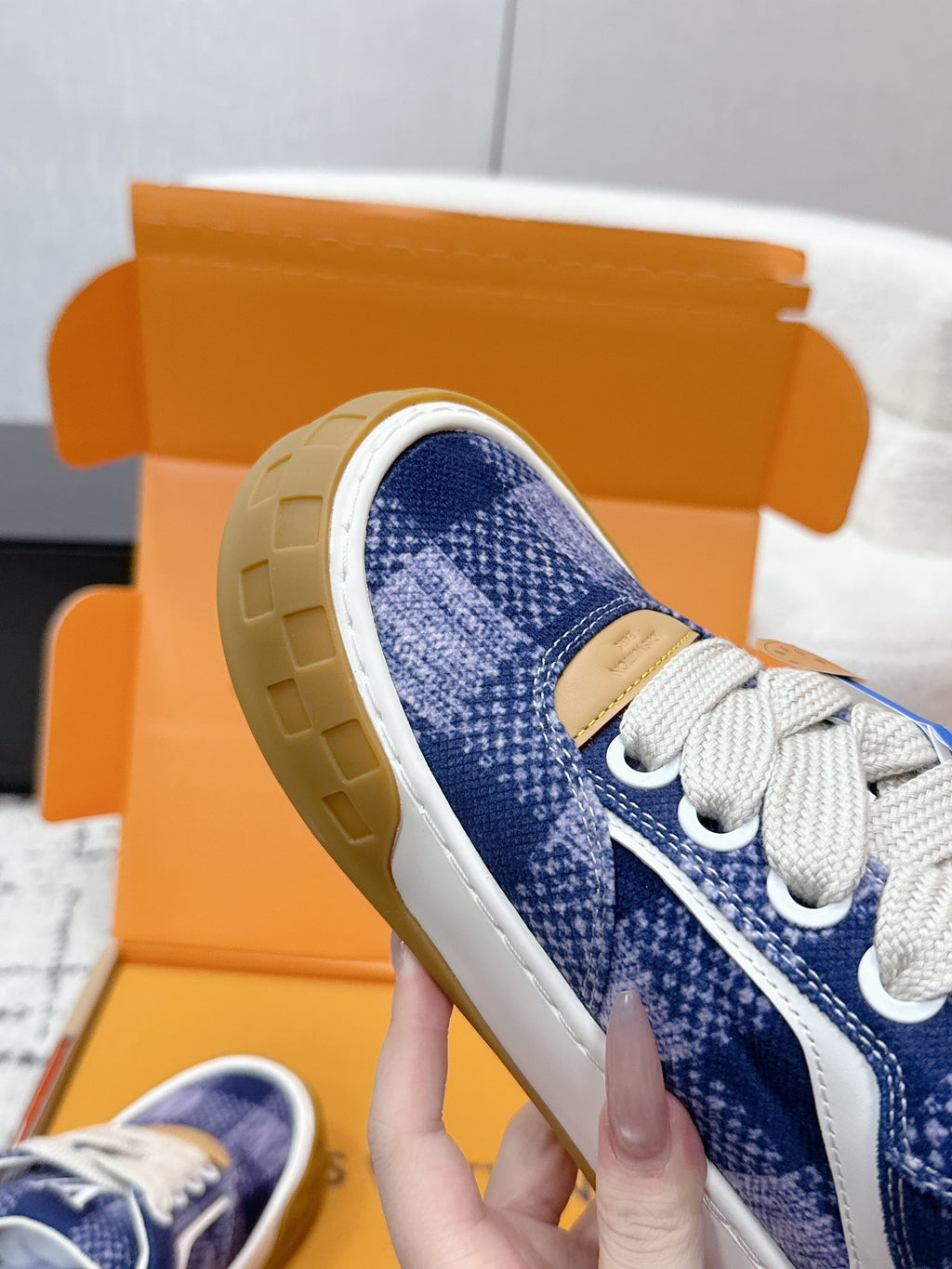 LV 26S TILTED SNEAKERS 40MM IN DARK BLUE FABRIC