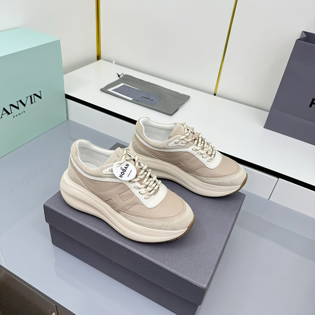 TOM FORD 26S HOGAN SNEAKERS IN BEIGE CALFSKIN AND SUEDE
