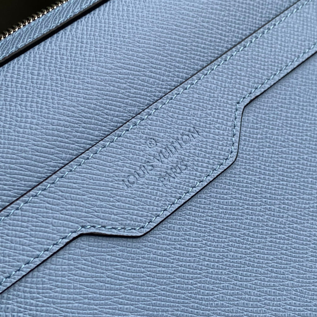 TRIO MESSENGER BAG 25 IN BLUE MONOGRAM COATED CANVAS AND CALFSKIN