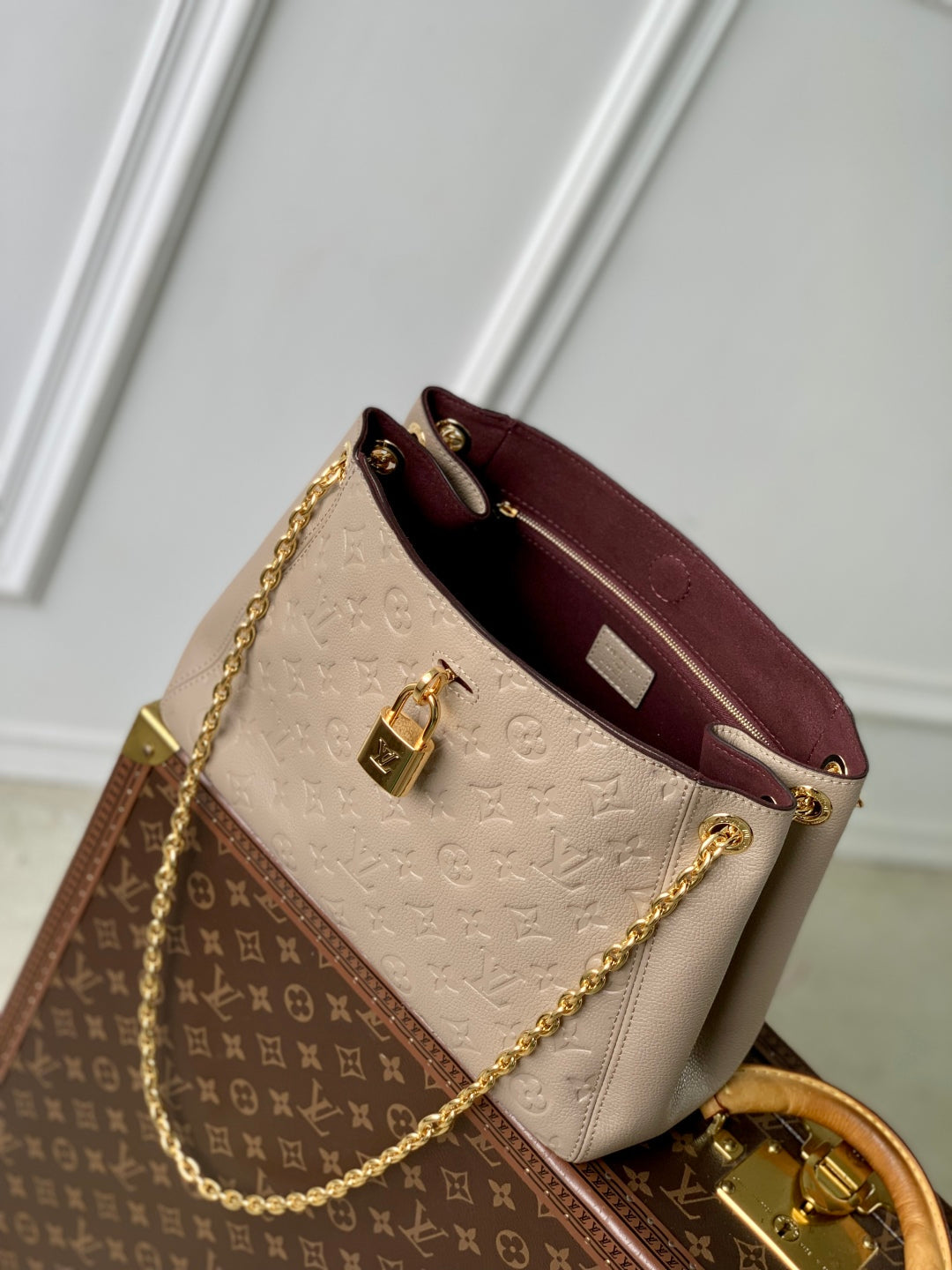 ANYTIME PM 34 IN ASH BROWN MONOGRAM EMPREINTE CALFSKIN