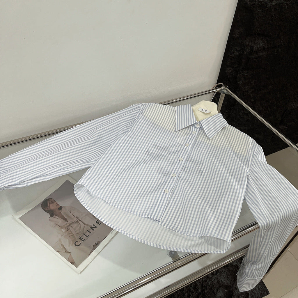 MIU STRIPED SHIRT COTTON BLUE IN COTTON 265839