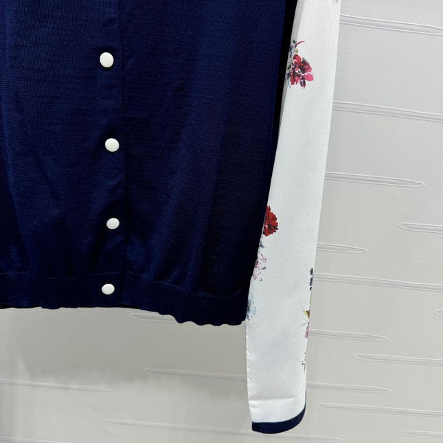 ERDOS FLORAL PATTERN CREW NECK LONG-SLEEVE KNIT CARDIGAN 274824