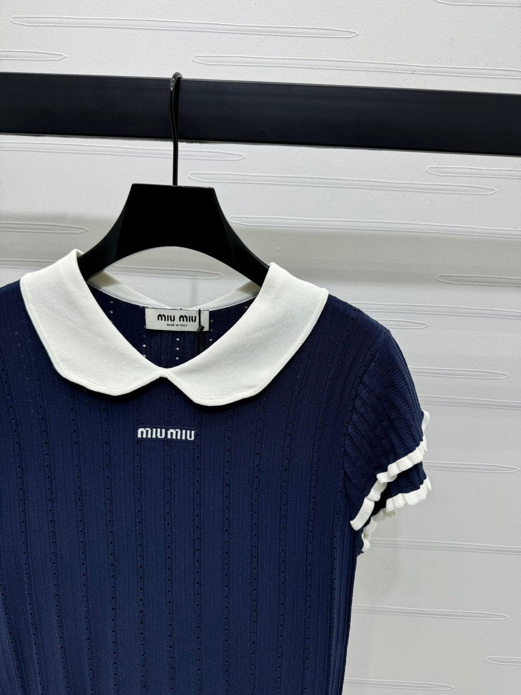 MIUMIU SHORT-SLEEVE PETER PAN COLLAR TOP 274827