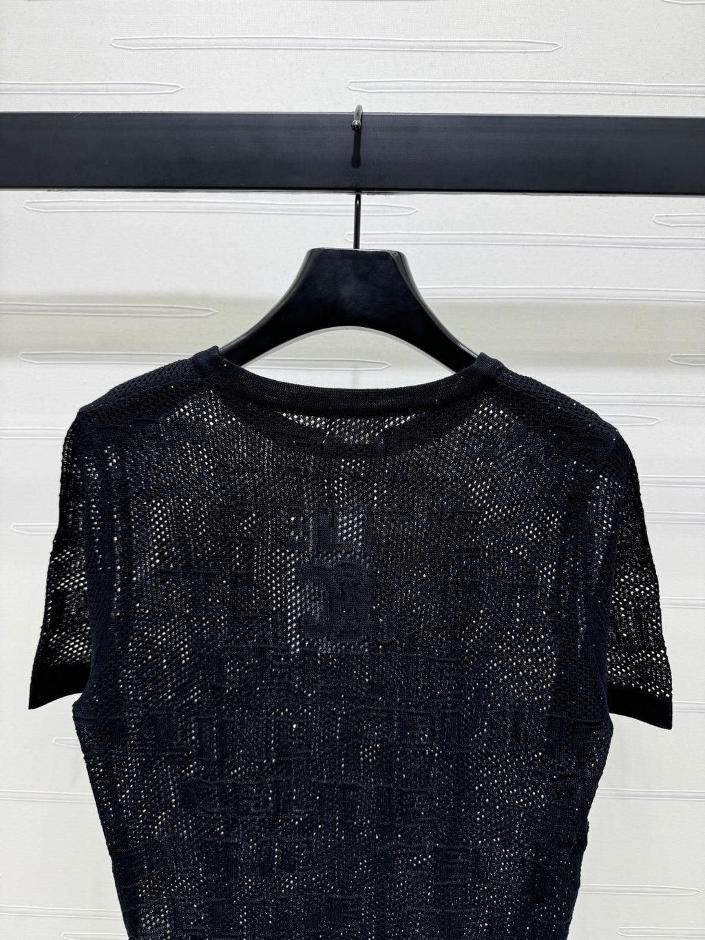 CELINE SHORT-SLEEVE CROCHET TOP BLACK 274808