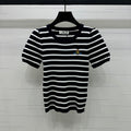 VIVIENE 25S SHORT SLEEVE STRIPED ROUND NECK KNIT SWEATER 264249