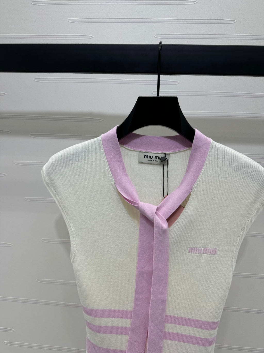 MIU 25S ICE STRIPE KNIT VEST 264116