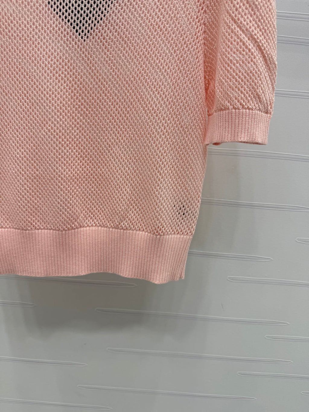 PRAD 25S HOLLOW KNIT SHORT SLEEVE TOP 264136