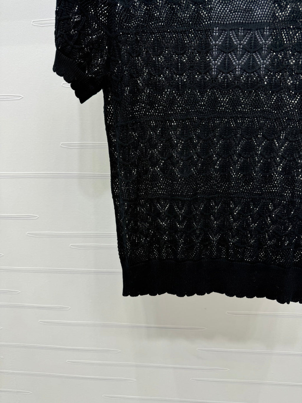 CHANEL 25S HOLLOW KNIT SHORT SLEEVE TOP 264151
