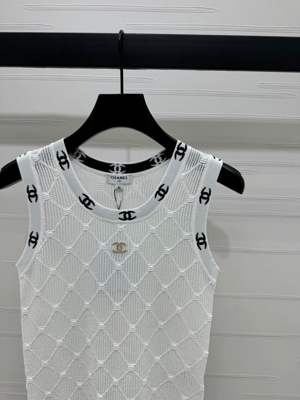 CHANEL 25S DIAMOND HOLLOW KNIT VEST 264033