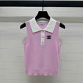 CHANEL 25S DOUBLE C LOGO KNIT COLLAR VEST 264071